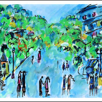 Painting titled "BOULEVARD DES CAPUC…" by Jean Mirre, Original Artwork, Oil