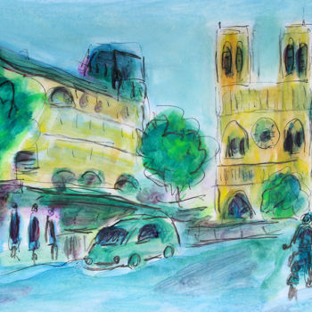 Peinture intitulée "NOTRE-DAME DE PARIS" par Jean Mirre, Œuvre d'art originale, Huile