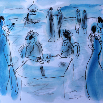 Pintura titulada "La danse bleue" por Jean Mirre, Obra de arte original, Oleo