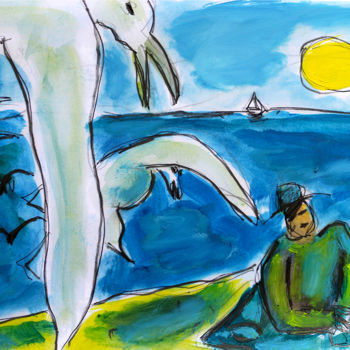 「FLYING1」というタイトルの絵画 Jean Mirreによって, オリジナルのアートワーク, オイル
