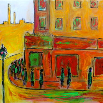 Malerei mit dem Titel "Street corner" von Jean Mirre, Original-Kunstwerk, Öl