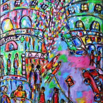 Painting titled "Paris en été  updat…" by Jean Mirre, Original Artwork, Oil