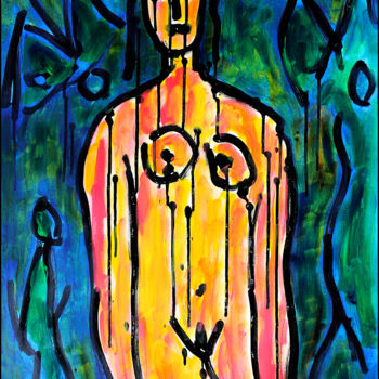 Peinture intitulée "ABORIGÈNE1" par Jean Mirre, Œuvre d'art originale, Acrylique