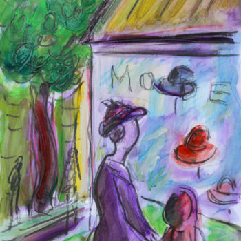 Painting titled "HAT SHOP (d'après M…" by Jean Mirre, Original Artwork, Oil