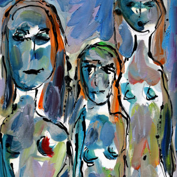 Painting titled "Amigas" by Jean Mirre, Original Artwork, Oil