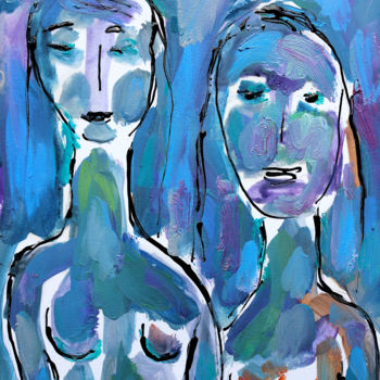 Painting titled "GIRLS" by Jean Mirre, Original Artwork, Oil