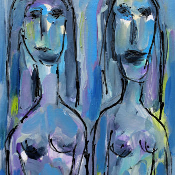 Painting titled "TWO FRIENDS" by Jean Mirre, Original Artwork, Oil