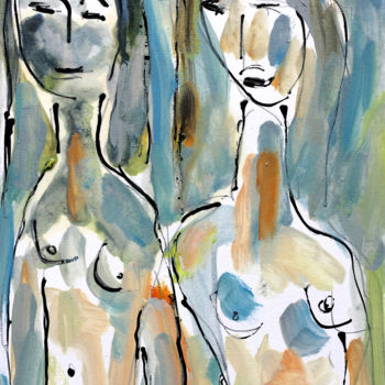 Malerei mit dem Titel "YOUNG FRIENDS" von Jean Mirre, Original-Kunstwerk, Öl