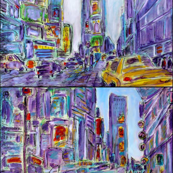 Painting titled "DIPTYQUE NYC" by Jean Mirre, Original Artwork, Oil