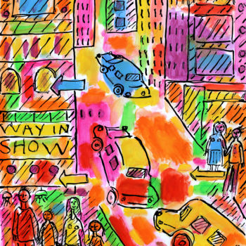 Pittura intitolato "Street Show" da Jean Mirre, Opera d'arte originale, Olio