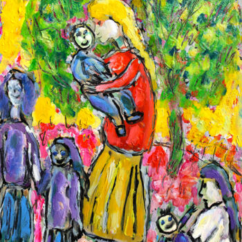 Painting titled "Le chant de la Terr…" by Jean Mirre, Original Artwork, Oil