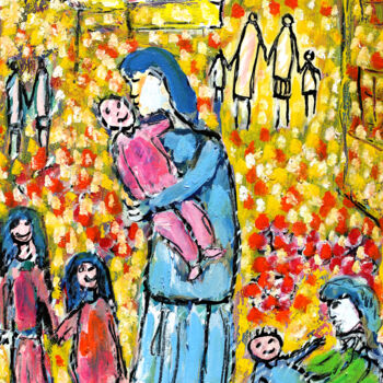 Peinture intitulée "Maternel" par Jean Mirre, Œuvre d'art originale, Huile