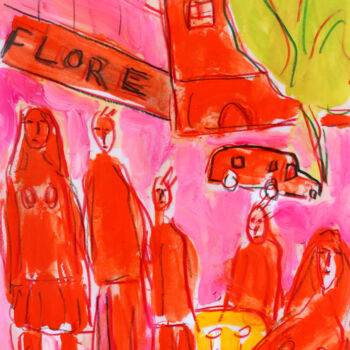 Schilderij getiteld "Le Flore" door Jean Mirre, Origineel Kunstwerk, Olie
