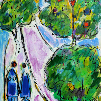 Peinture intitulée "Purple street lovers" par Jean Mirre, Œuvre d'art originale, Huile