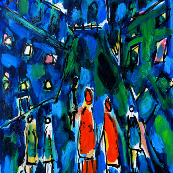 Malerei mit dem Titel "Nuit de juin" von Jean Mirre, Original-Kunstwerk, Öl