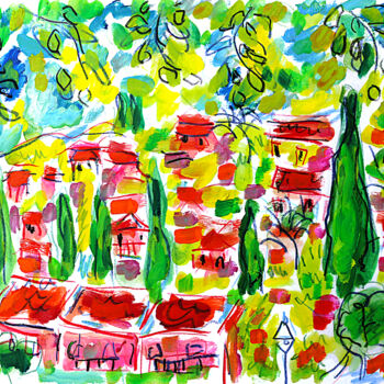Malerei mit dem Titel "Mimosa1" von Jean Mirre, Original-Kunstwerk, Öl