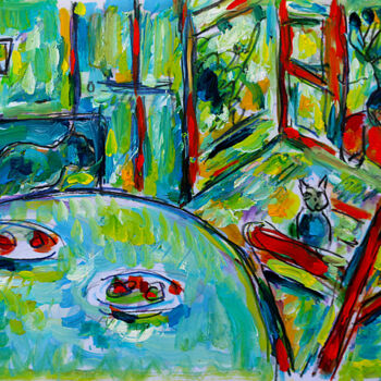 Картина под названием "Dining-room Bonnard…" - Jean Mirre, Подлинное произведение искусства, Карандаш