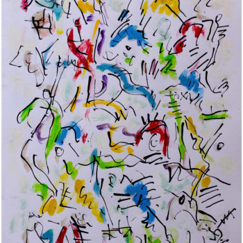 Malerei mit dem Titel "Composition Abstrai…" von Jean Mirre, Original-Kunstwerk, Tinte