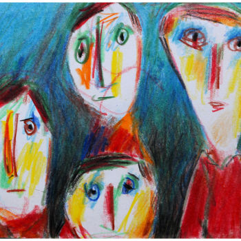 Disegno intitolato "copains d'école" da Jean Mirre, Opera d'arte originale, Matita