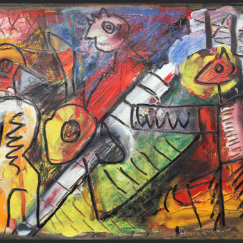 Malerei mit dem Titel "Ronde de nuit (aprè…" von Jean Mirre, Original-Kunstwerk, Öl