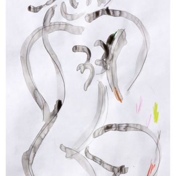 Картина под названием "Nu abstrait" - Jean Mirre, Подлинное произведение искусства, Чернила