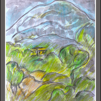 Dessin intitulée ""Hommage à Cézanne"" par Jean Mirre, Œuvre d'art originale, Crayon