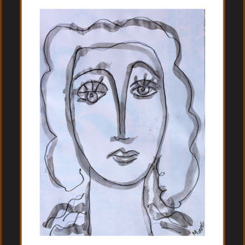 Painting titled "SAD EYED LADY  (d'a…" by Jean Mirre, Original Artwork, Ink