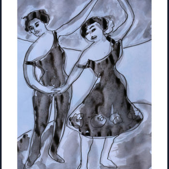 Painting titled ""Les danseuses de V…" by Jean Mirre, Original Artwork, Ink