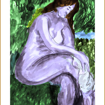 Pittura intitolato "ETUDE DE NU  ( Aprè…" da Jean Mirre, Opera d'arte originale, Inchiostro