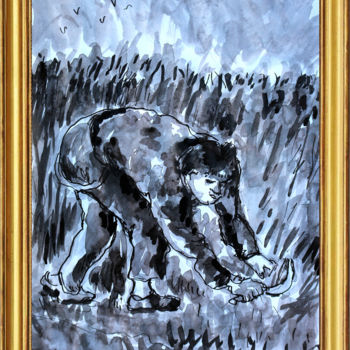 Painting titled "LE MOISSONNEUR DE V…" by Jean Mirre, Original Artwork