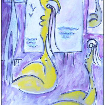 Картина под названием "L'attente" - Jean Mirre, Подлинное произведение искусства, Масло
