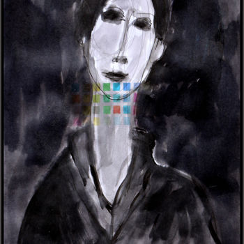 Painting titled "HOMMAGE à MODIGLIANI" by Jean Mirre, Original Artwork, Ink