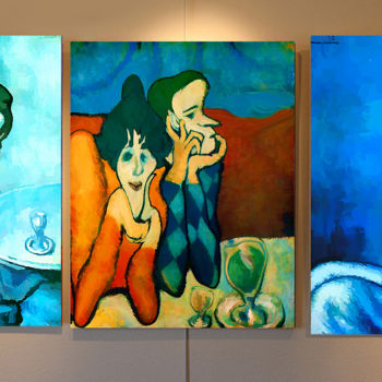 Schilderij getiteld "Triptyque Picasso (…" door Jean Mirre, Origineel Kunstwerk