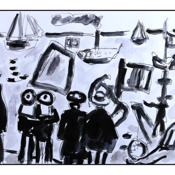 Peinture intitulée "Marine de DUFY" par Jean Mirre, Œuvre d'art originale, Encre