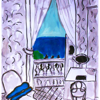 Peinture intitulée ""Matisse,Intérieur…" par Jean Mirre, Œuvre d'art originale, Encre