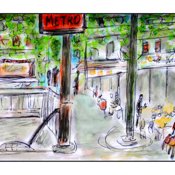 「Paris, Métro」というタイトルの絵画 Jean Mirreによって, オリジナルのアートワーク, オイル