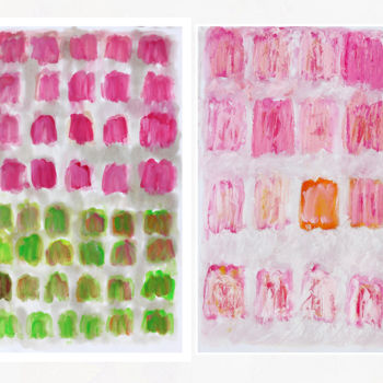 Картина под названием "Pink and Green + Va…" - Jean Mirre, Подлинное произведение искусства, Масло
