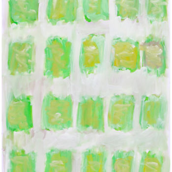 Pintura intitulada "GREEN AND YELLOW VA…" por Jean Mirre, Obras de arte originais, Óleo