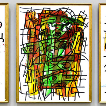 Malerei mit dem Titel "TRIPTYQUE ROMEO" von Jean Mirre, Original-Kunstwerk, Acryl