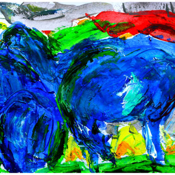 绘画 标题为“WILD HORSES ( Les c…” 由Jean Mirre, 原创艺术品, 丙烯