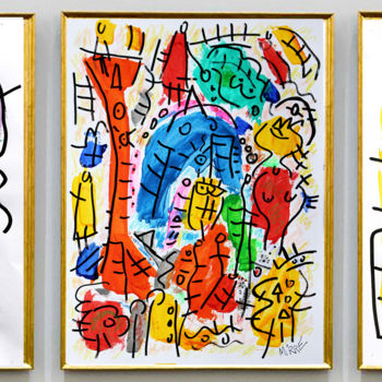 Pintura titulada "TRIPTYQUE STATE" por Jean Mirre, Obra de arte original, Acrílico