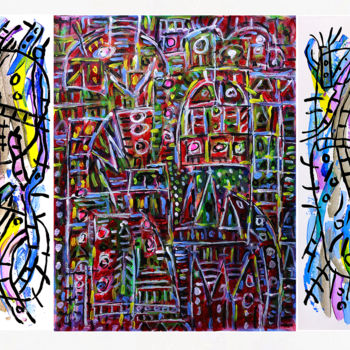 Painting titled "TRIPTYQUE POLITICAL…" by Jean Mirre, Original Artwork, Acrylic