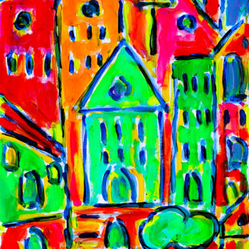 Painting titled "URBANISME" by Jean Mirre, Original Artwork, Acrylic