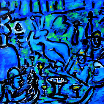 Painting titled "PARTY" by Jean Mirre, Original Artwork, Ink