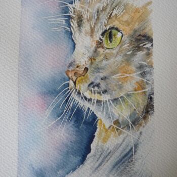 Peinture intitulée "Portrait de chat" par Jeanne Gabriel, Œuvre d'art originale, Aquarelle