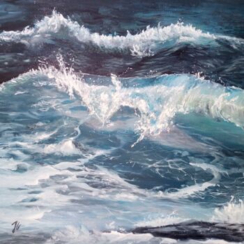 Peinture intitulée "Mer agitée" par Jeanne Gisclard, Œuvre d'art originale, Huile