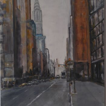 Malarstwo zatytułowany „Avenue-de-Manhattan” autorstwa Jeanne-Marie Delbarre, Oryginalna praca, Akryl Zamontowany na Drewnia…