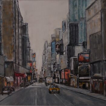 Painting titled "New-York 52-eme Rue" by Jeanne-Marie Delbarre, Original Artwork, Acrylic Mounted on Wood Stretcher frame