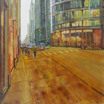 Pintura titulada "New-York-jaune." por Jeanne-Marie Delbarre, Obra de arte original, Acrílico Montado en Bastidor de camilla…