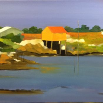 Painting titled "OLERON" by Jeanne-Marie Robic, Original Artwork, Oil Mounted on Wood Stretcher frame